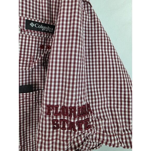 Florida State University FSU Columbia Mens Shirt Size XL Plaid Short Sleeve Top - Picture 4 of 11